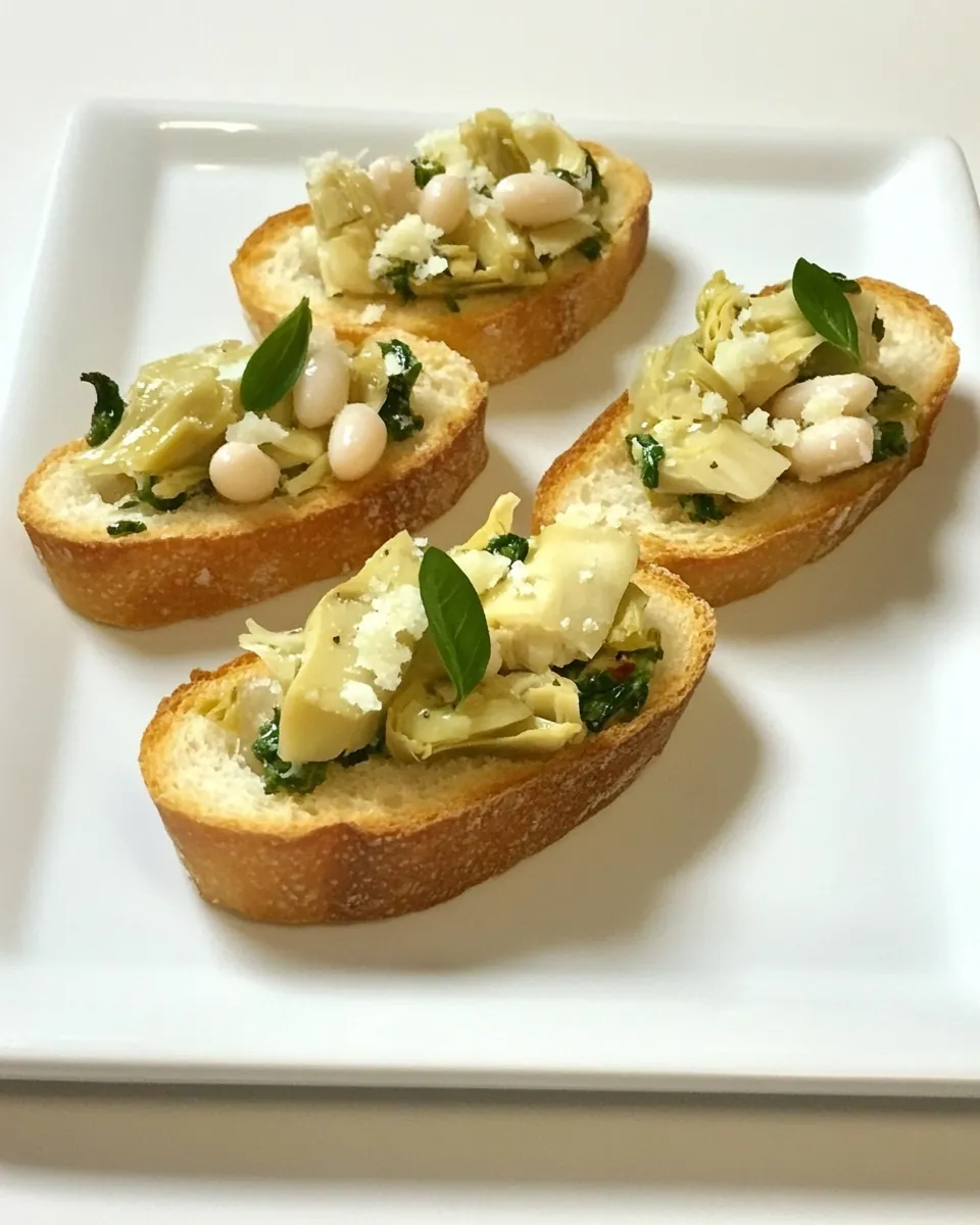 Spinach Artichoke White Bean Crostini