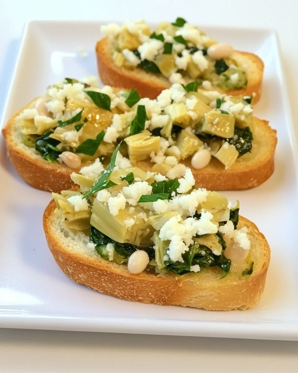 Spinach Artichoke White Bean Crostini