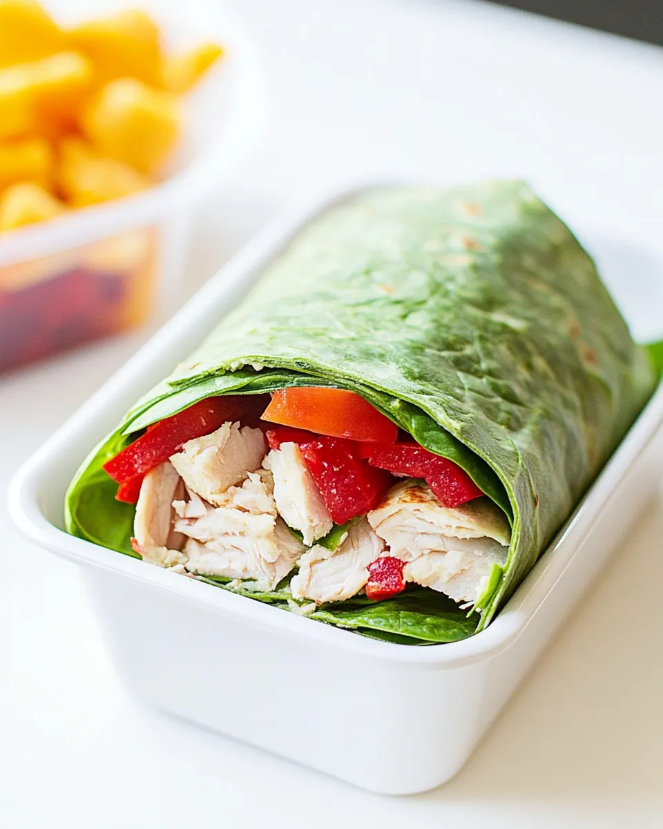 Spinach Lunch Wrap with Turkey and Hummus