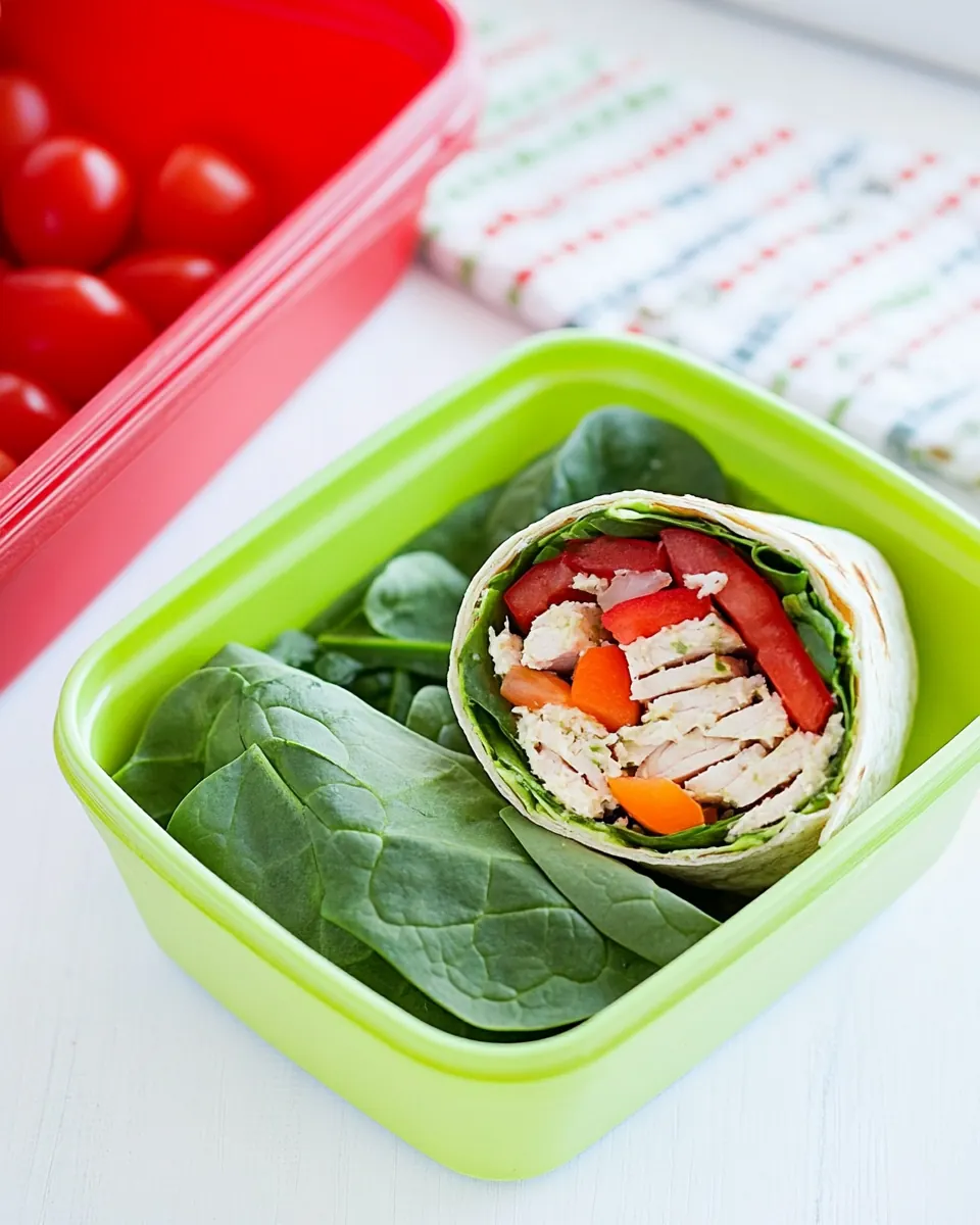 Spinach Lunch Wrap with Turkey and Hummus