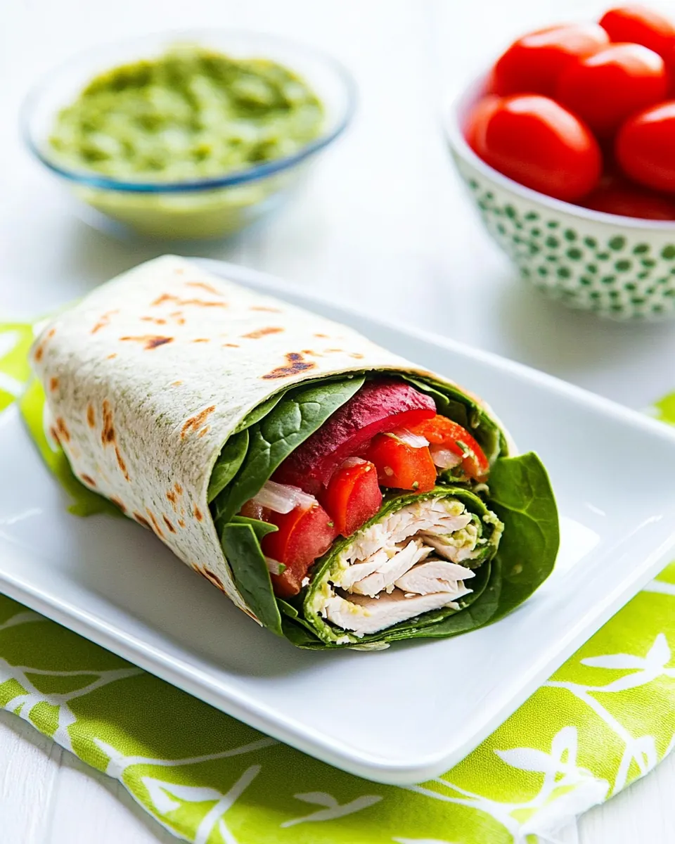 Spinach Lunch Wrap with Turkey and Hummus