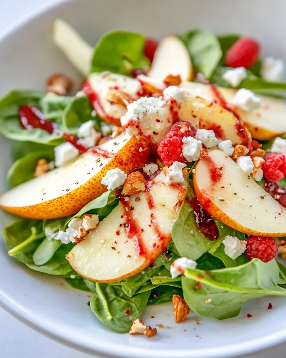 Spinach and Pear Salad with Raspberry Vinaigrette