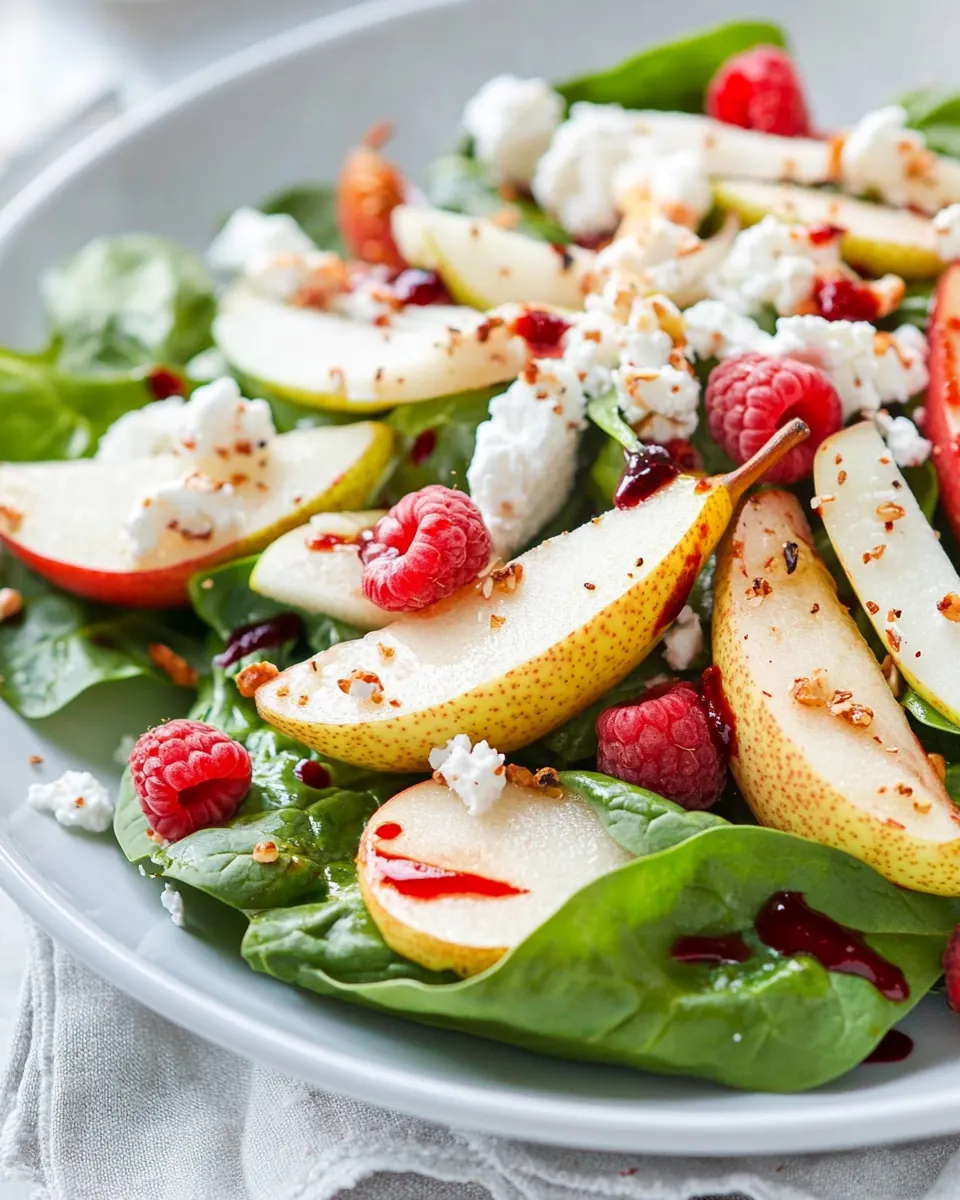 Spinach and Pear Salad with Raspberry Vinaigrette
