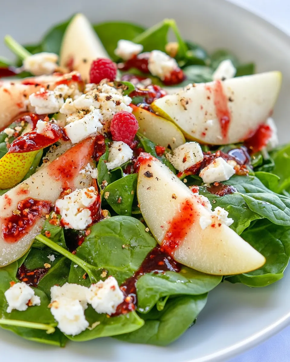 Spinach and Pear Salad with Raspberry Vinaigrette