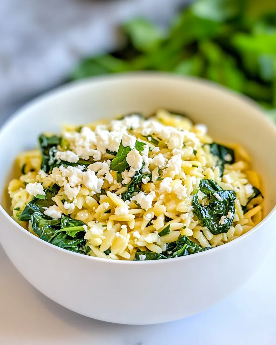 Spinach with Orzo and Feta