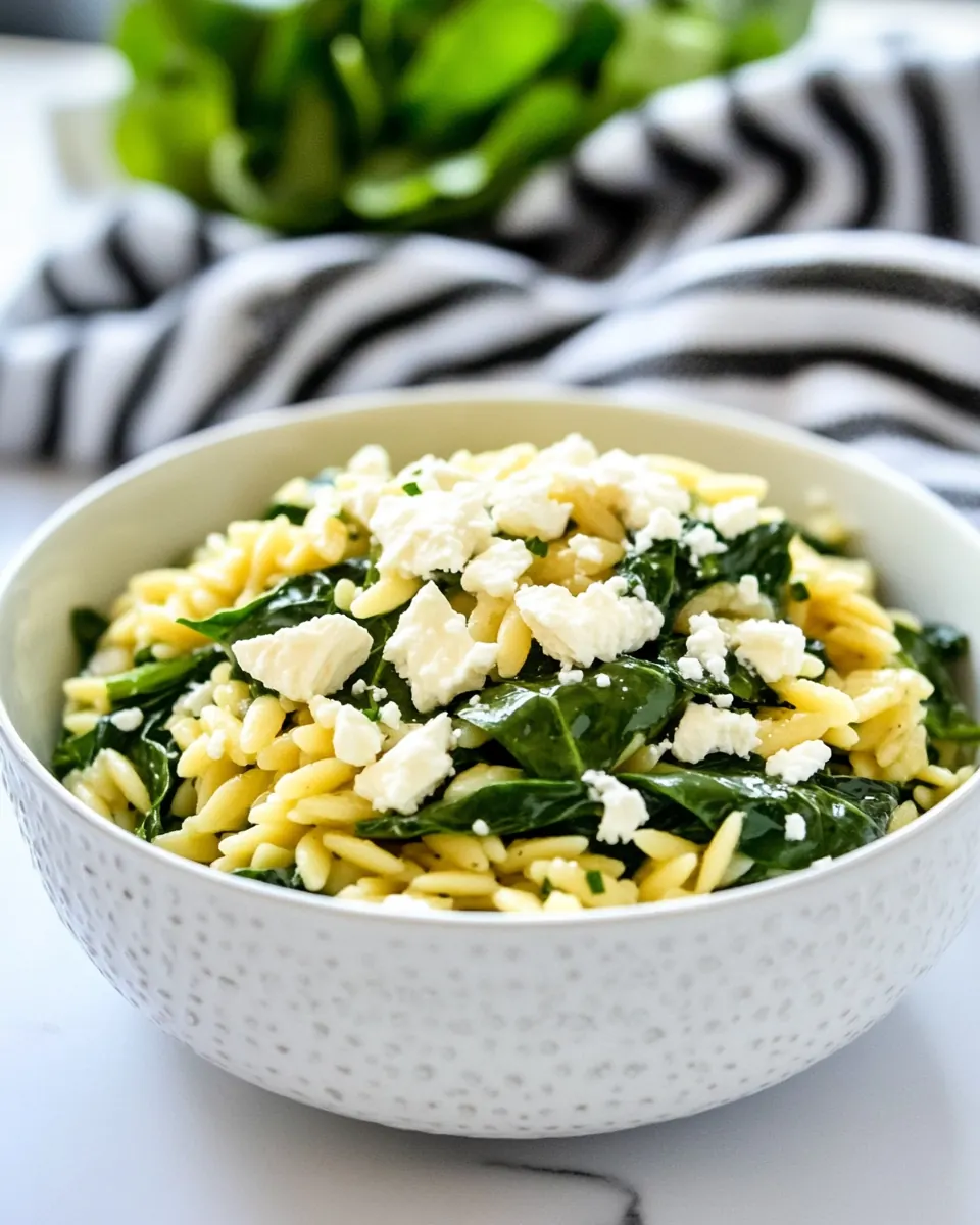 Spinach with Orzo and Feta