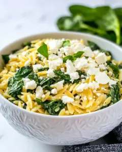 Spinach with Orzo and Feta