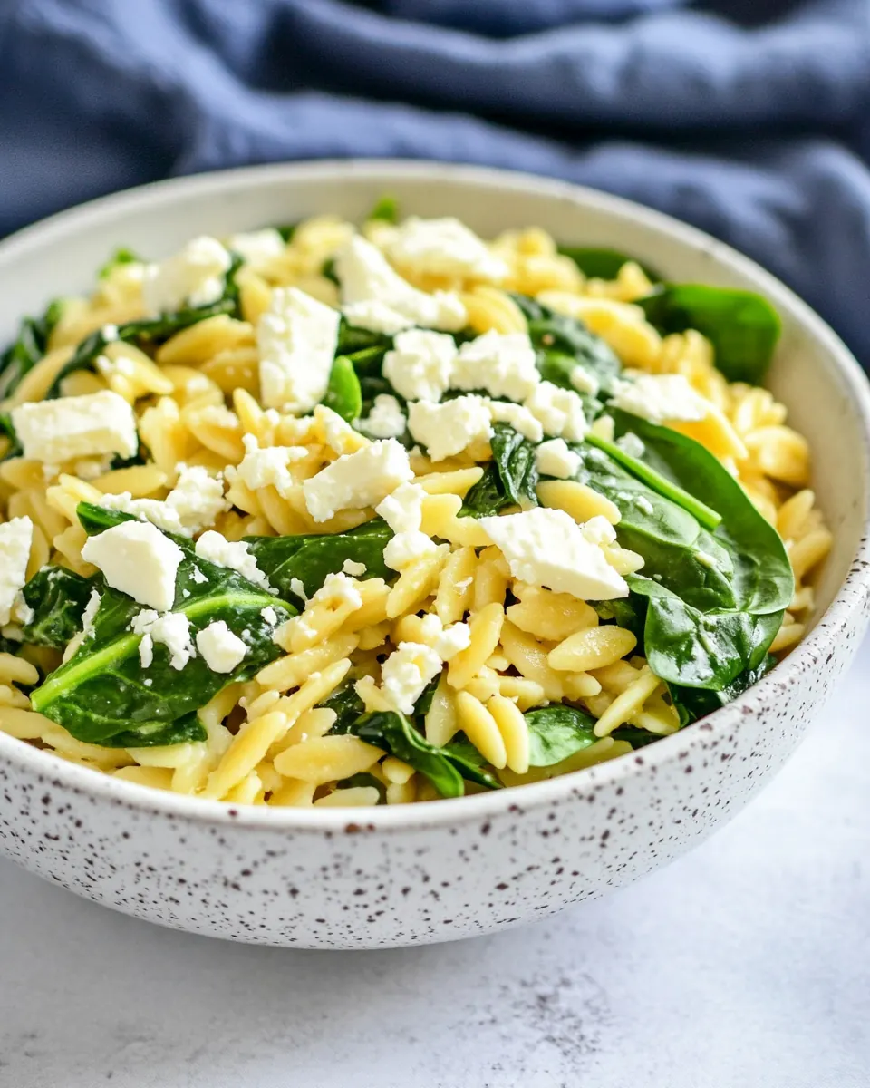 Spinach with Orzo and Feta