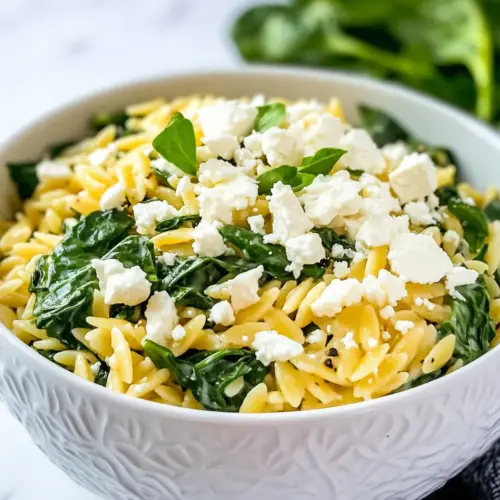 Spinach with Orzo and Feta
