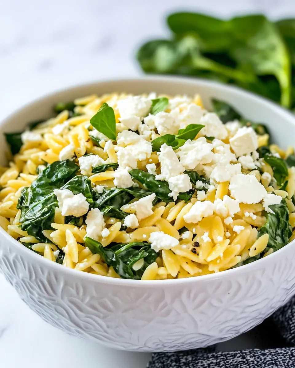 Spinach with Orzo and Feta
