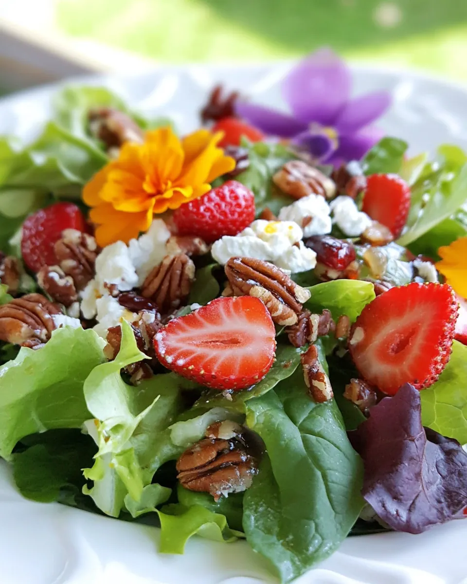 Spring Greens with Strawberries and Candied Pecans