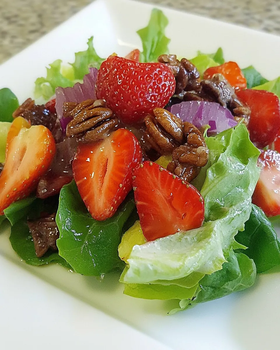 Spring Greens with Strawberries and Candied Pecans