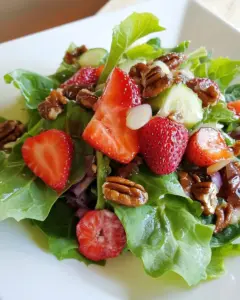 Spring Greens with Strawberries and Candied Pecans