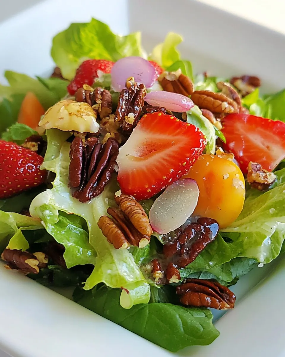 Spring Greens with Strawberries and Candied Pecans