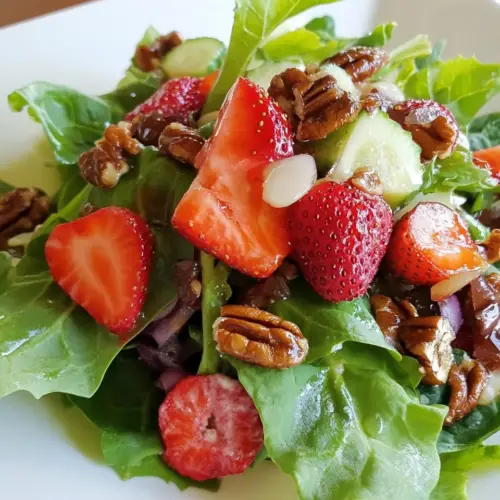 Spring Greens with Strawberries and Candied Pecans