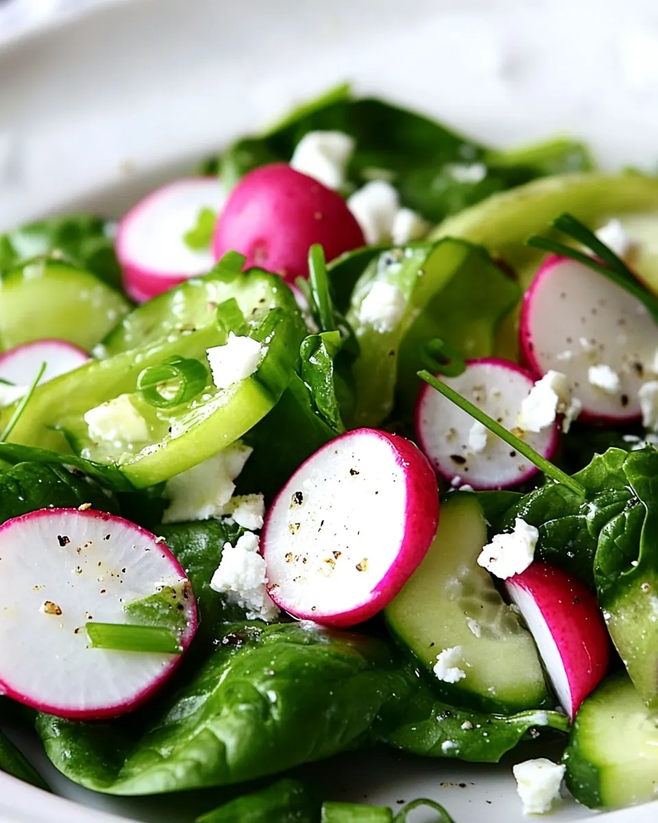 Spring Spinach Romaine Salad with Radishes and Chives