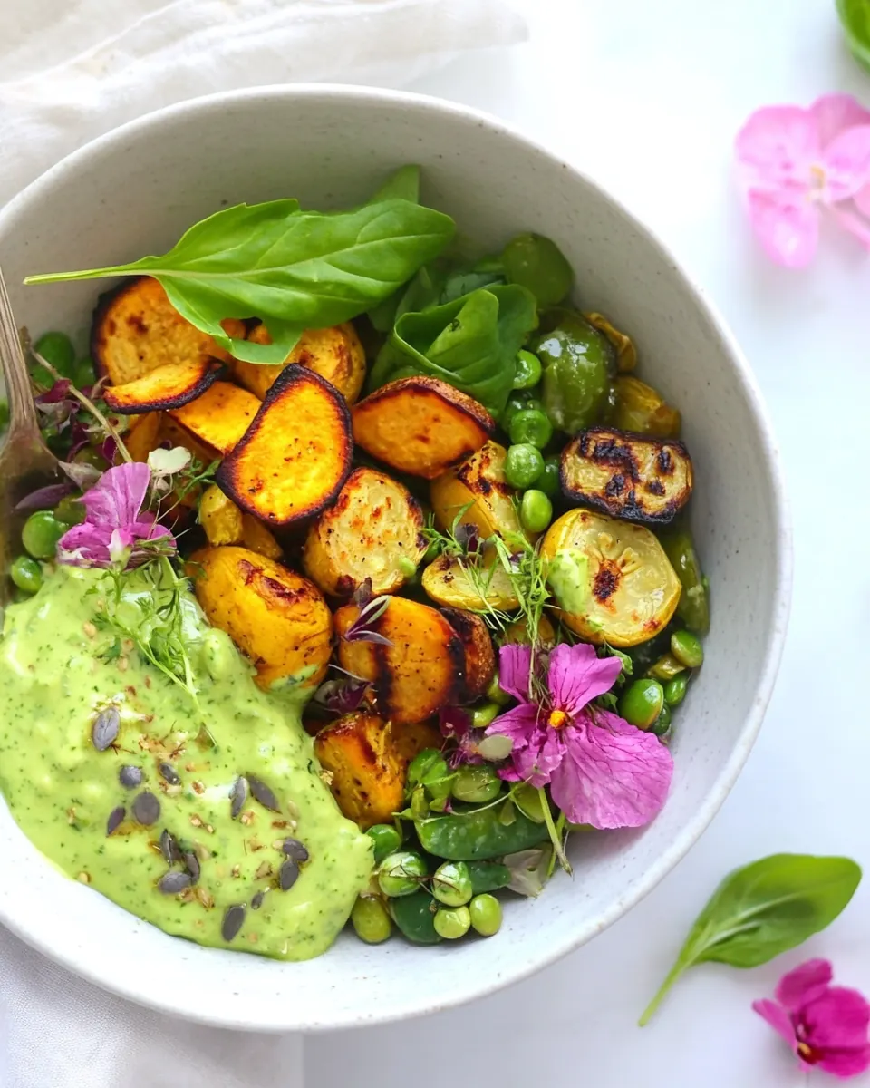 Spring Vegetable Buddha Bowls with Goddess Dressing