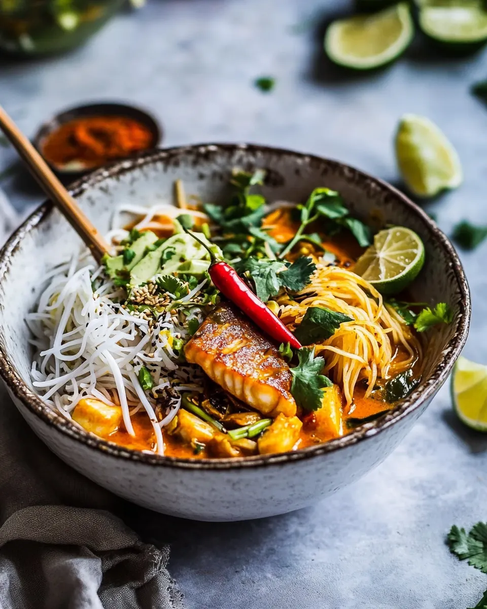Springtime Thai Red Fish Curry Noodles