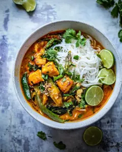 Springtime Thai Red Fish Curry Noodles
