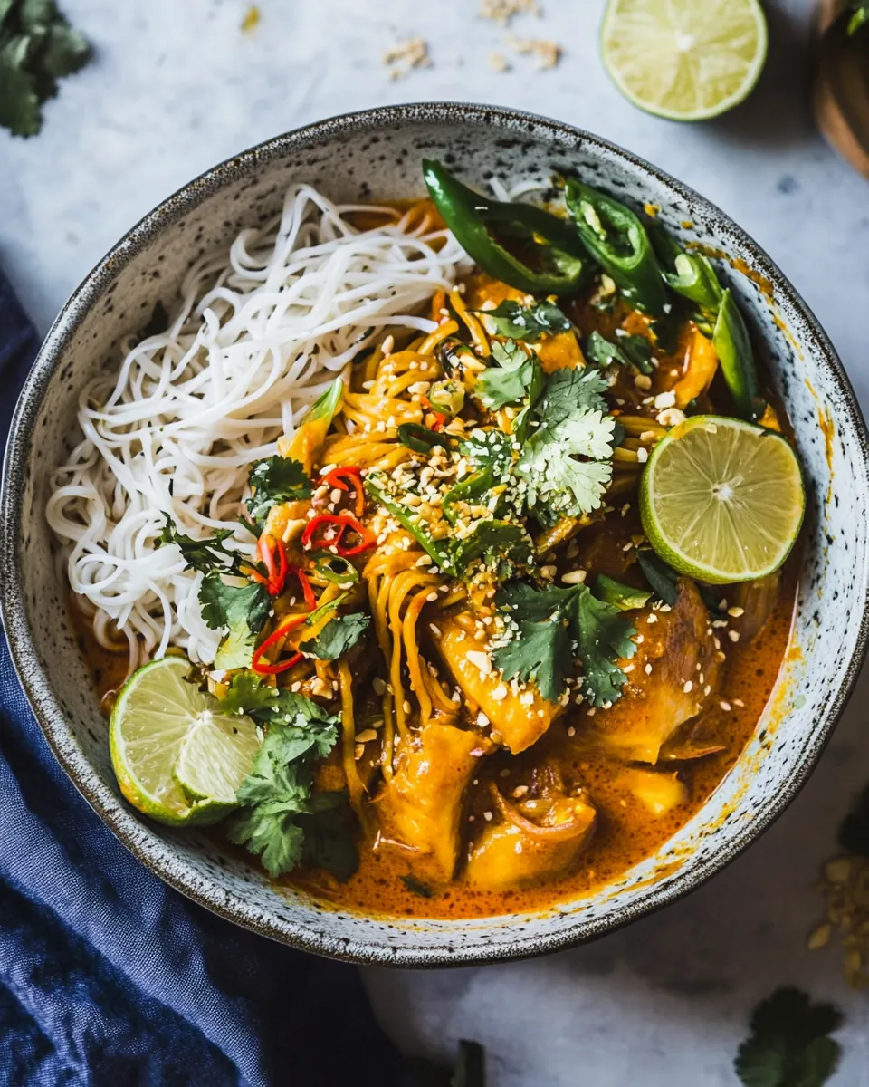 Springtime Thai Red Fish Curry Noodles