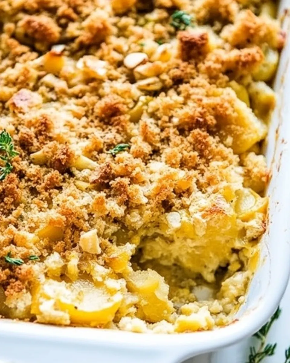 Squash Casserole with Stuffing Top