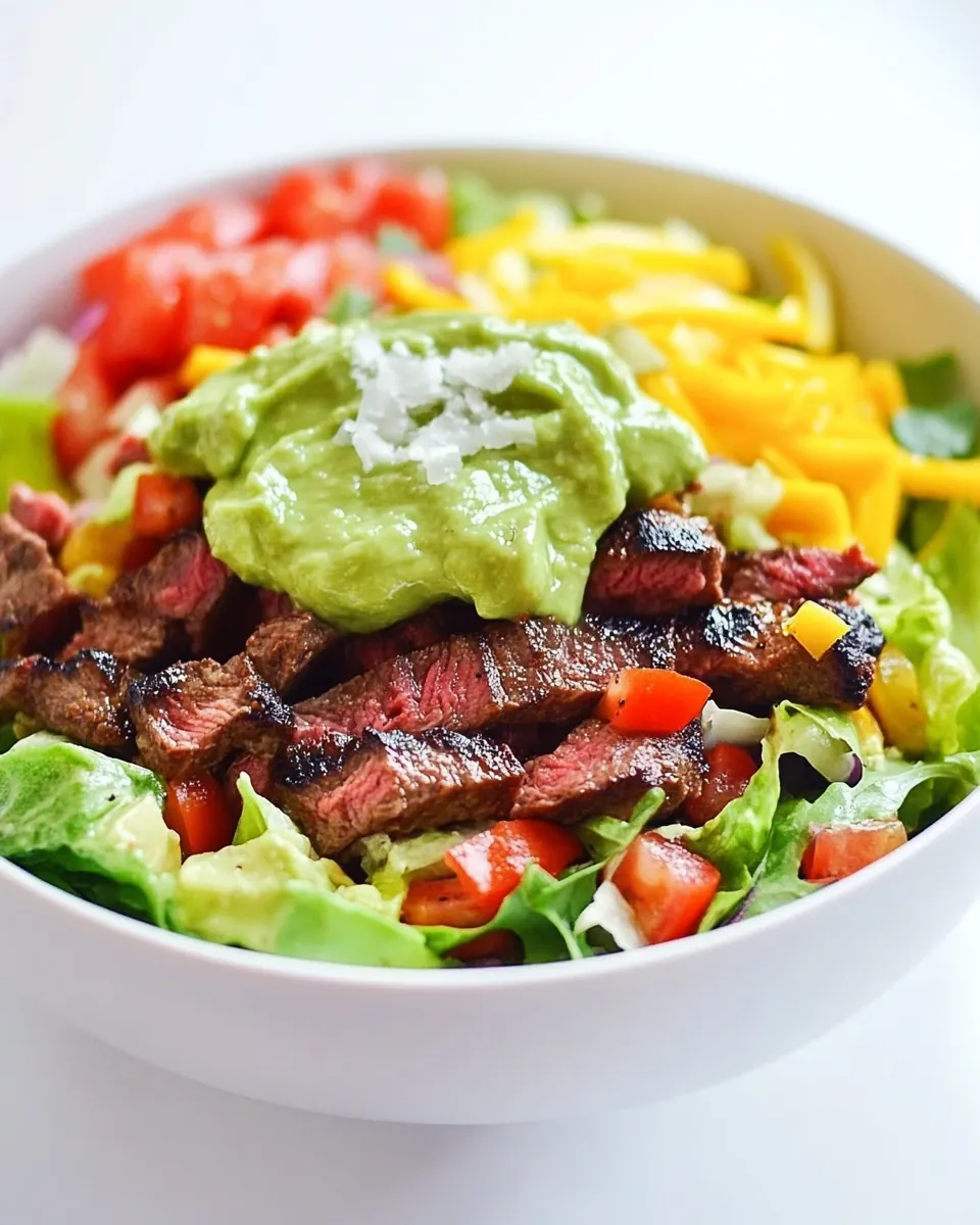 Steak Fajita Salad with Avocado Dressing