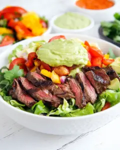Steak Fajita Salad with Avocado Dressing