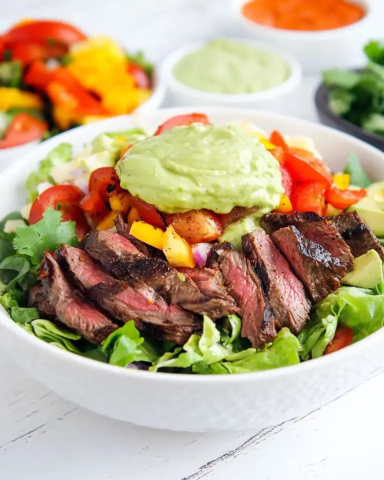 Steak Fajita Salad with Avocado Dressing