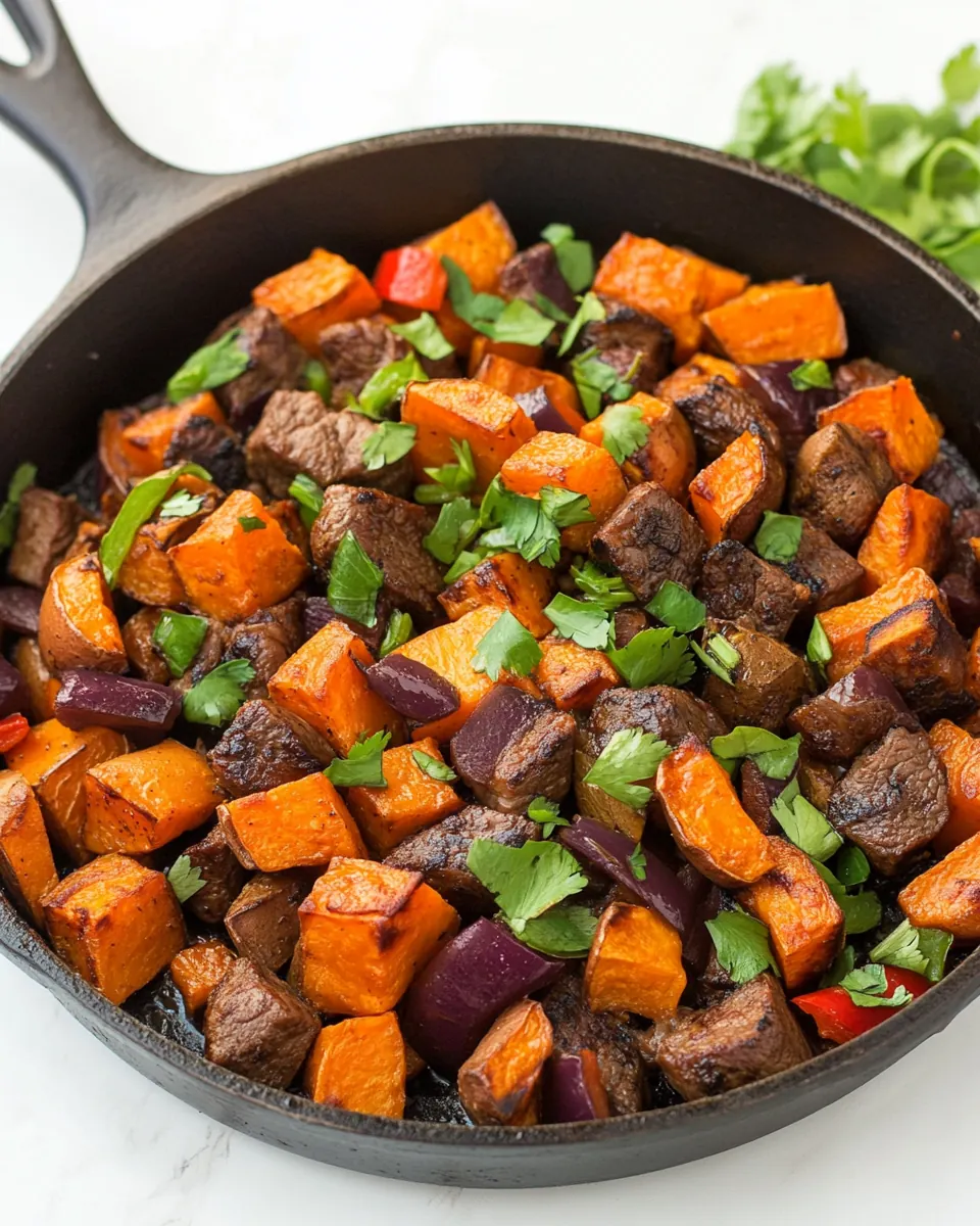 Steak and Sweet Potato Skillet with Peppers