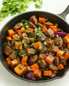 Steak and Sweet Potato Skillet with Peppers