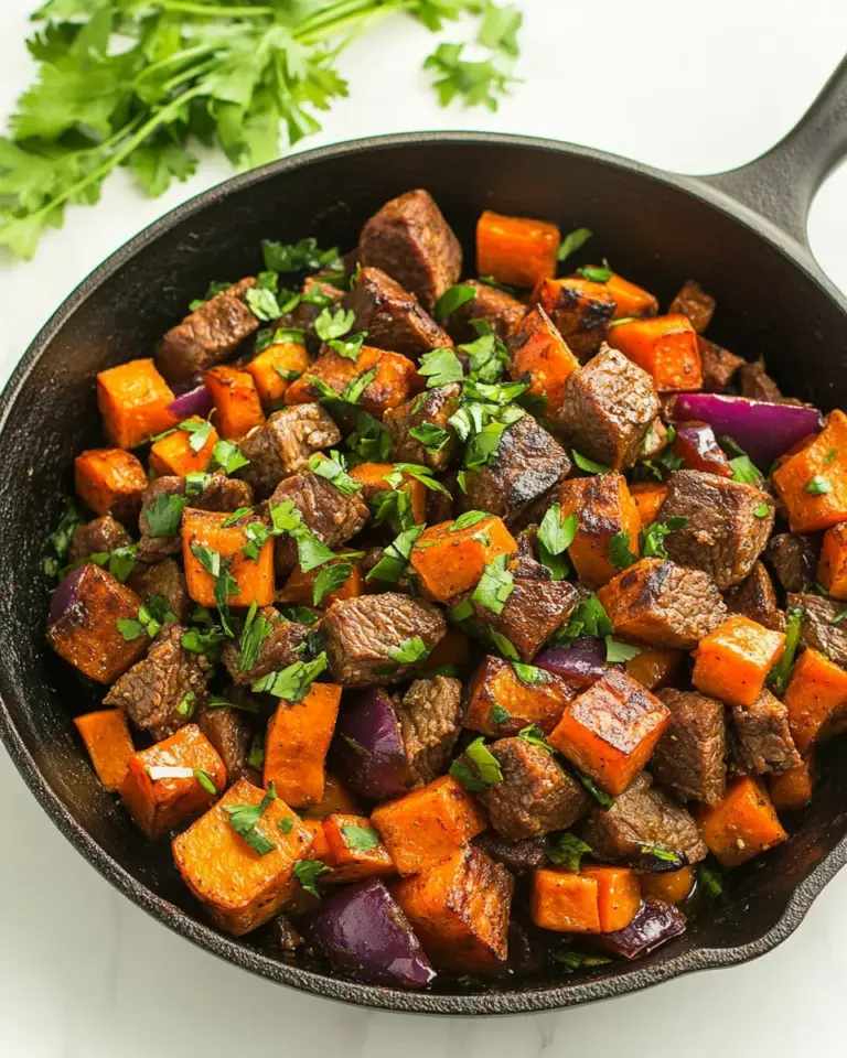 Steak and Sweet Potato Skillet with Peppers