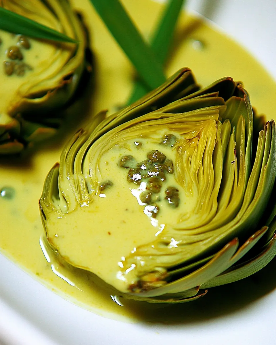 Steamed Artichokes with Caper Scallion Mayonnaise