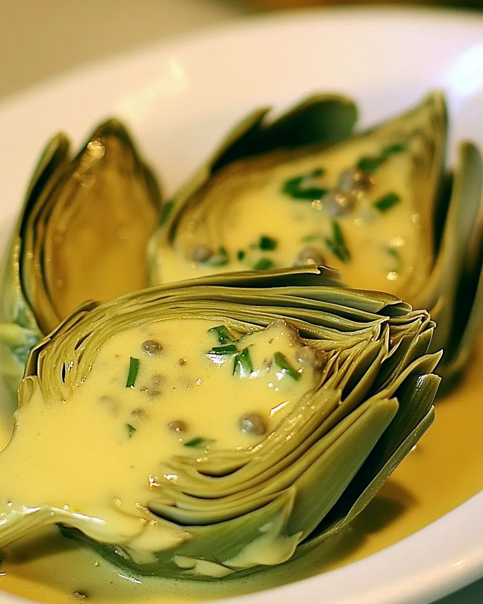 Steamed Artichokes with Caper Scallion Mayonnaise