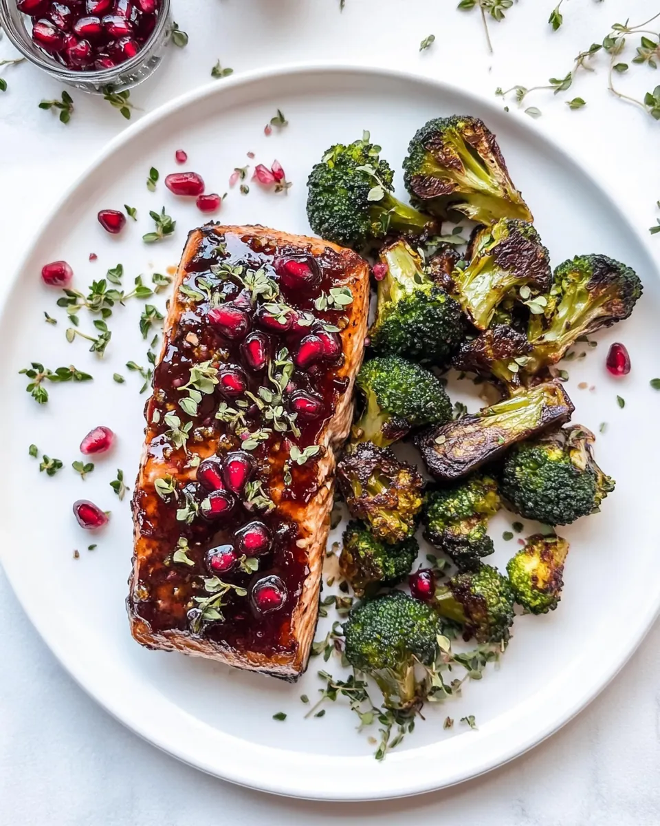 Sticky Pomegranate Salmon with Brussels Broccoli