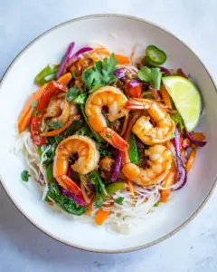Stir Fry Shrimp Veggies with Rice Noodles