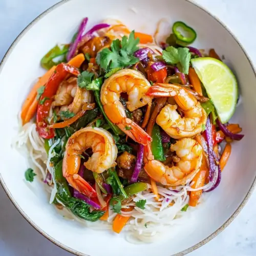 Stir Fry Shrimp Veggies with Rice Noodles