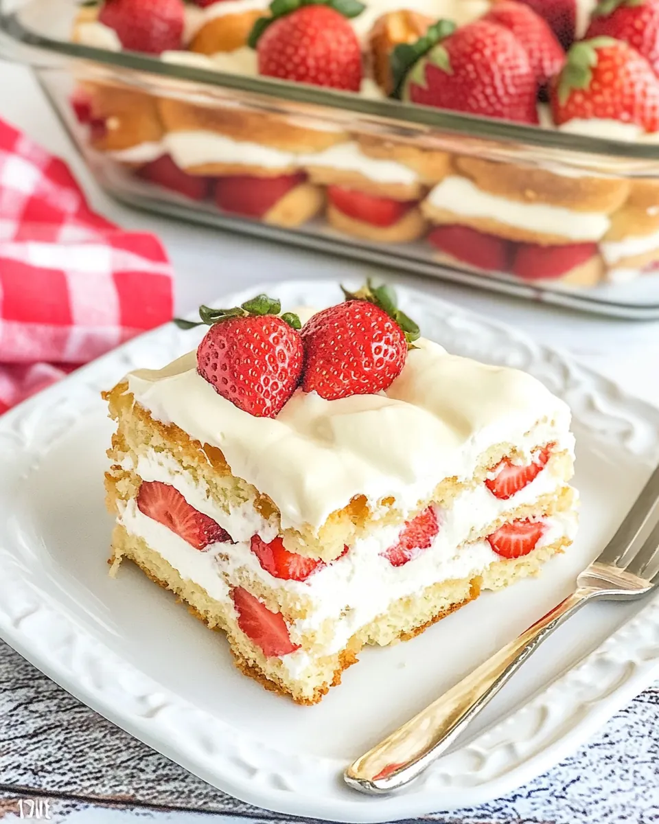 Strawberries and Cream Eclair Cake