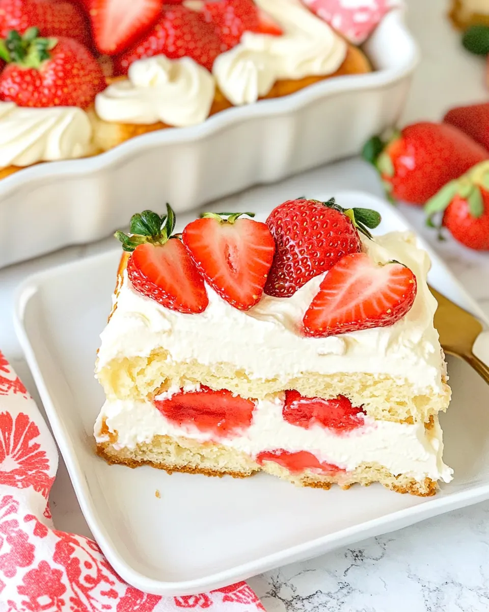 Strawberries and Cream Eclair Cake