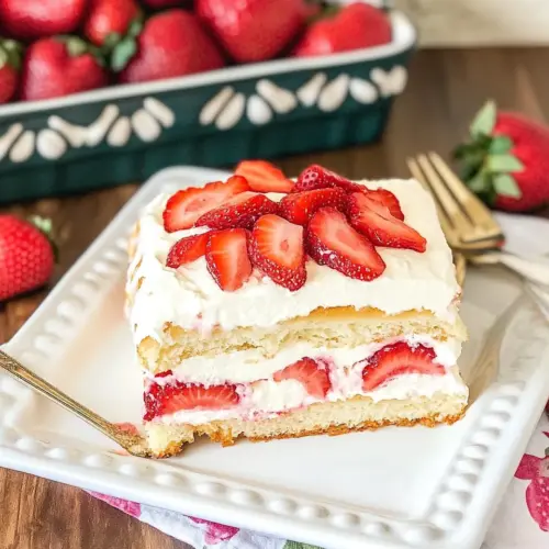 Strawberries and Cream Eclair Cake