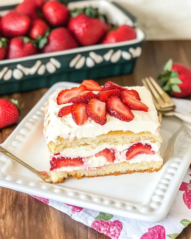 Strawberries and Cream Eclair Cake