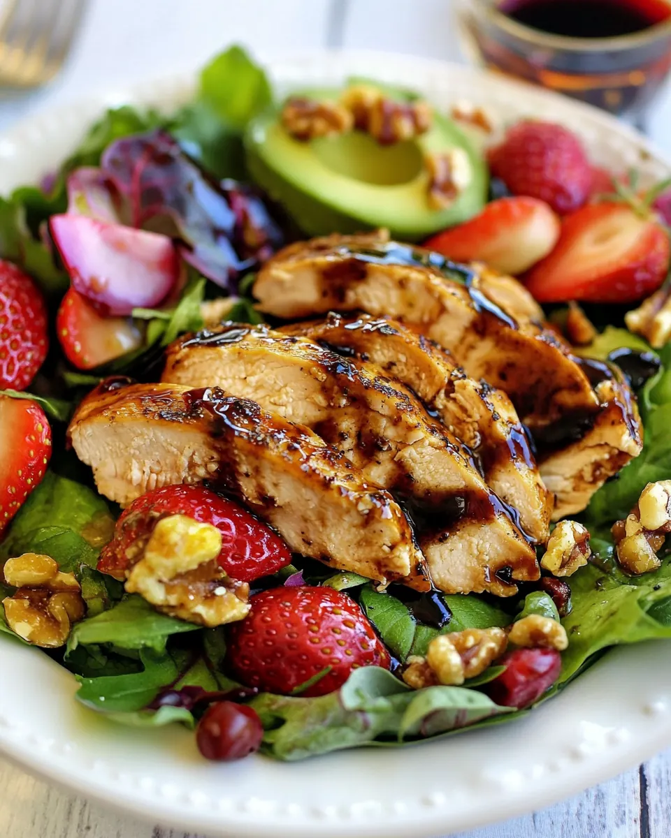 Strawberry Avocado Salad with Balsamic Chicken
