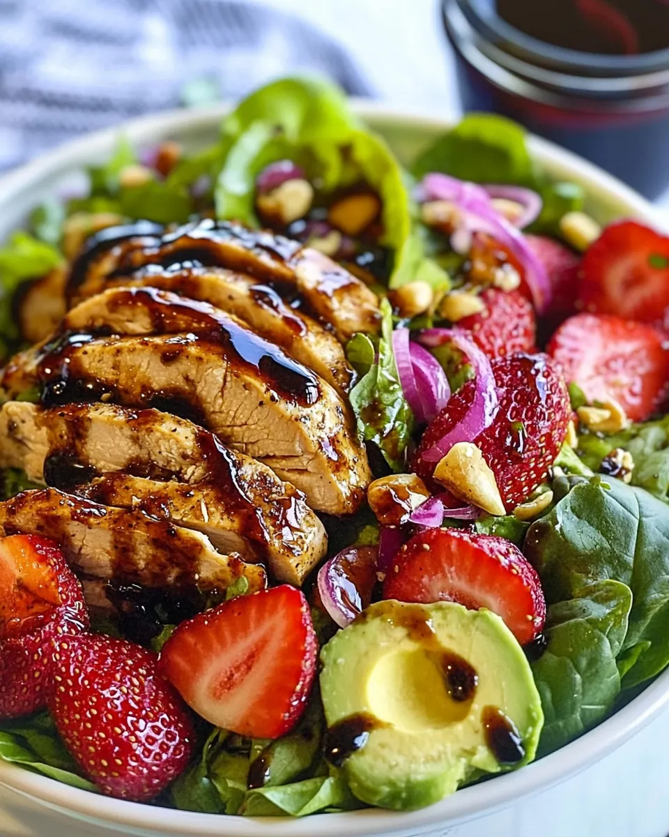 Strawberry Avocado Salad with Balsamic Chicken