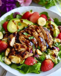 Strawberry Avocado Salad with Balsamic Chicken
