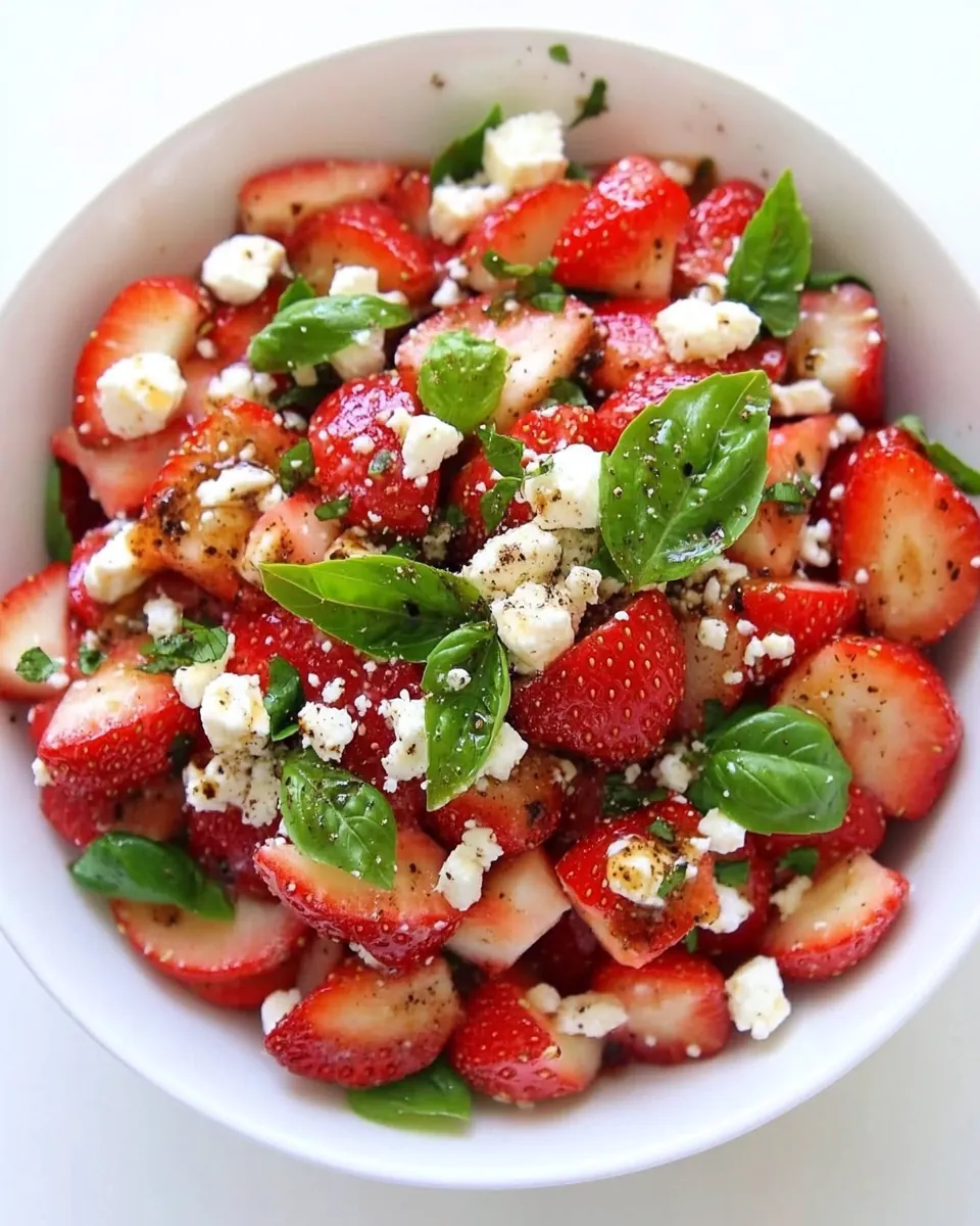 Strawberry Balsamic Salad with Basil and Feta