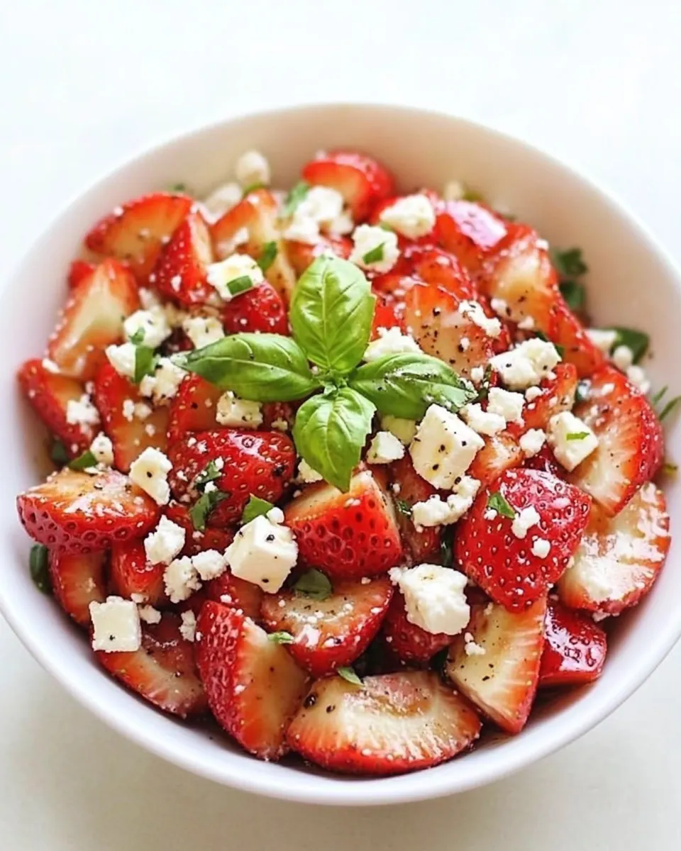 Strawberry Balsamic Salad with Basil and Feta