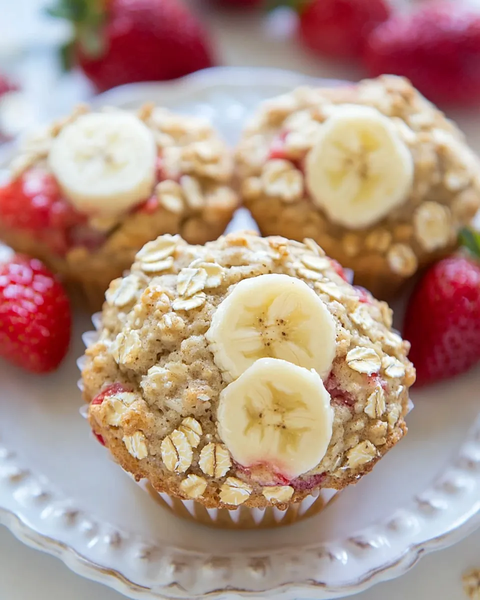 Strawberry Banana Oat Muffins