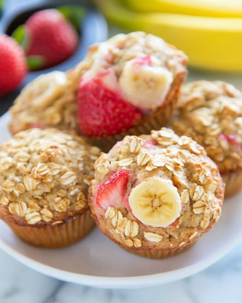 Strawberry Banana Oat Muffins
