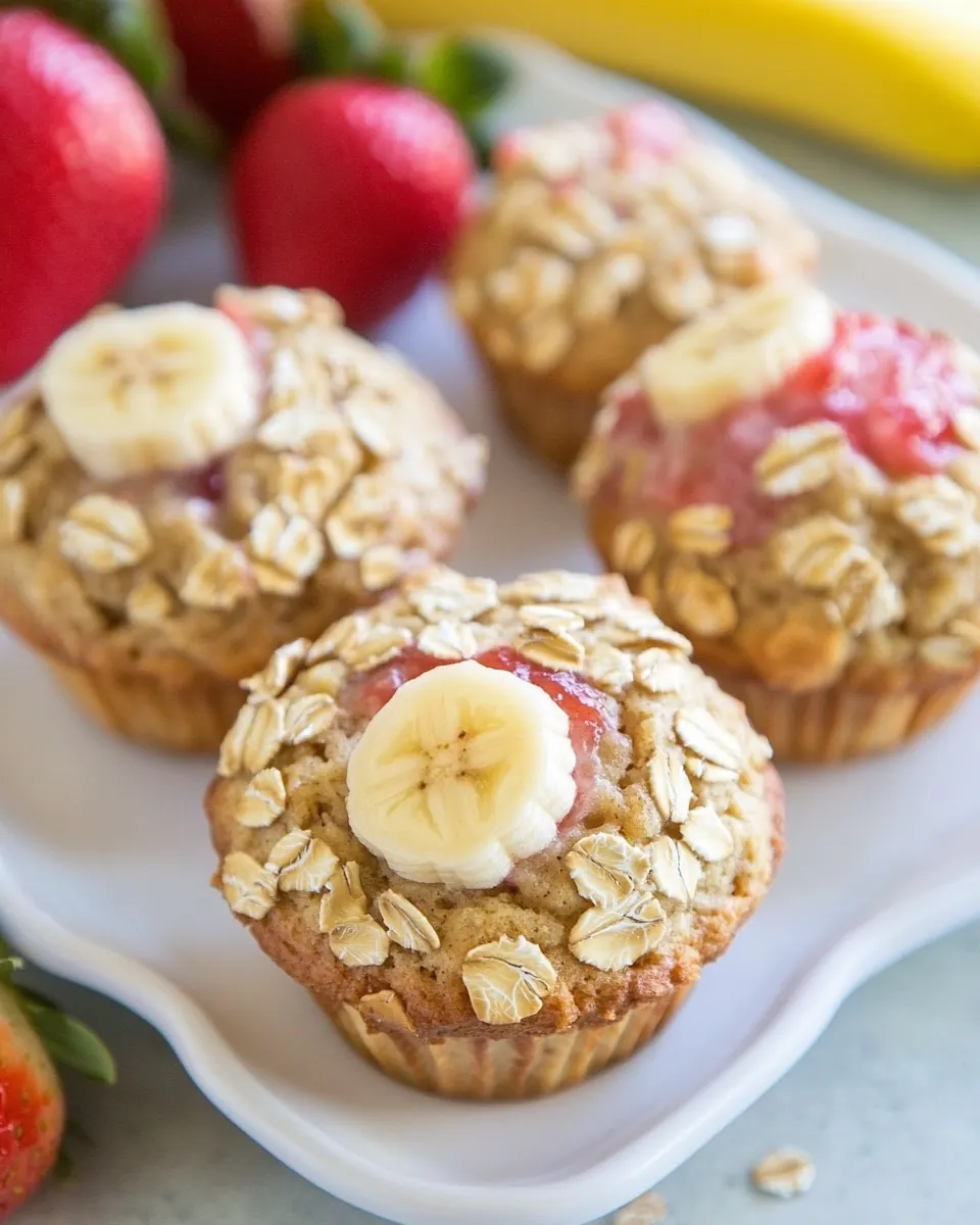 Strawberry Banana Oat Muffins