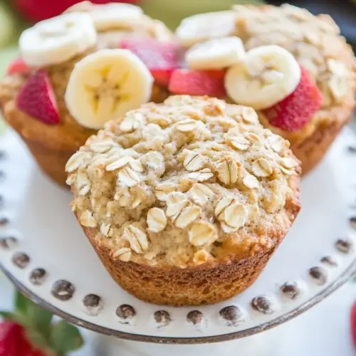 Strawberry Banana Oat Muffins