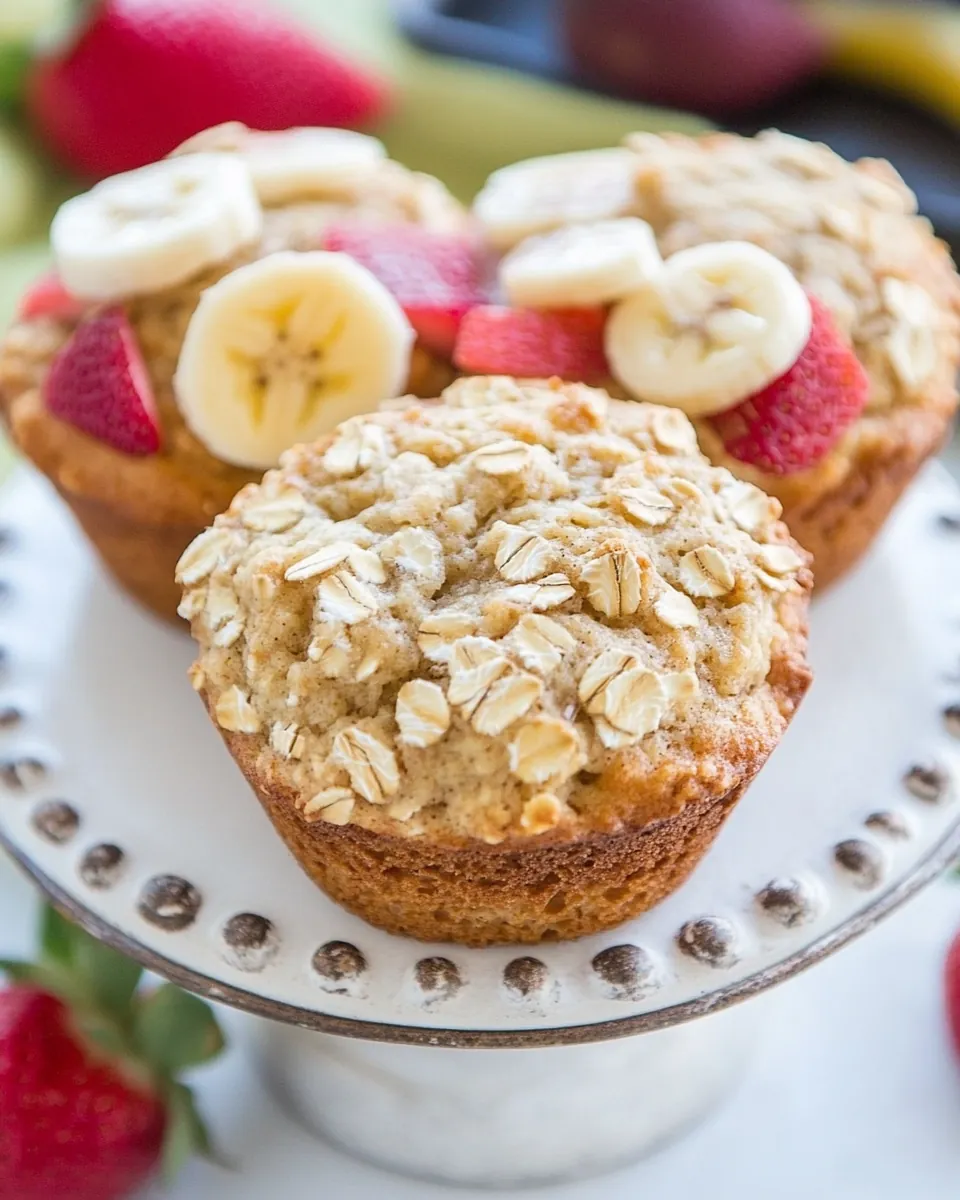 Strawberry Banana Oat Muffins